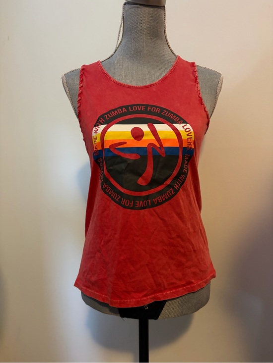 Zumba Fitness Tops - Zumba Fitness Red Sleeveless Graphic Tank with Multi-Color Logo